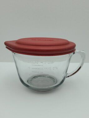 Anchor Hocking 2 Qt Glass Batter Bowl 8 Cup Mixing Bowl with Handle Spout Lid